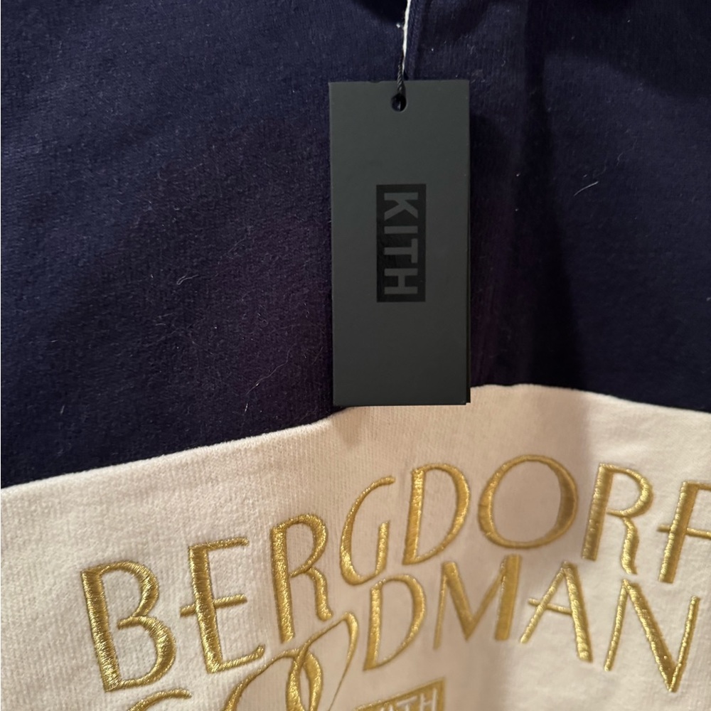 Kith X Bergdorf Goodman Navy White Gold Pullover Sweatshirt Rugby XXL - Picture 6 of 11